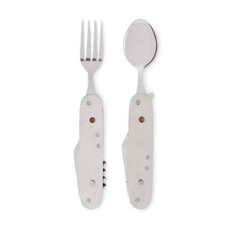 Couverts multifonctions personnalisés idéaux pour le camping - SUBETE Matières : acier inoxydable Couleurs : bois personnalisabl