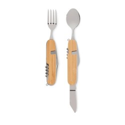 Couverts multifonctions personnalisés idéaux pour le camping - SUBETE Matières : acier inoxydable Couleurs : bois goodies public