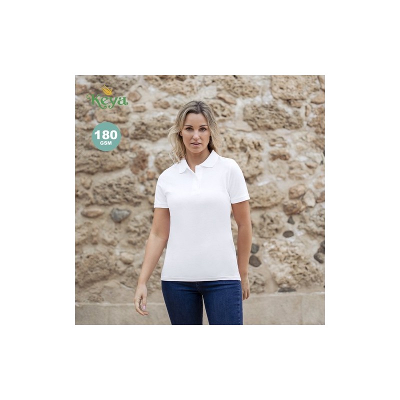 Polo Blanc Personnalisable Femme WPS180 "keya" Matières : coton Taille textile : XL Couleurs : blanc objet promotionnel éco-resp