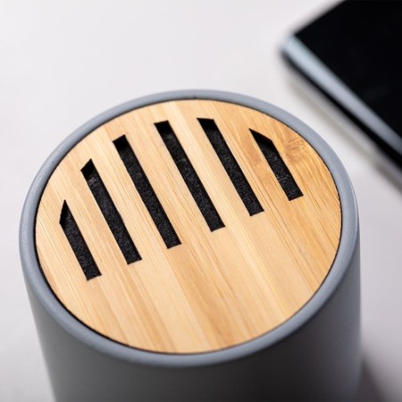 Haut-Parleur Bluetooth Personnalisé Design pas cher - Piler Matières : bambou marquage laser ultra précis