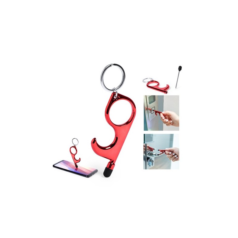 Porte-Clés Anticontact Personnalisé Éco-responsable - Cimak Couleurs : rouge objet promotionnel éco-responsable
