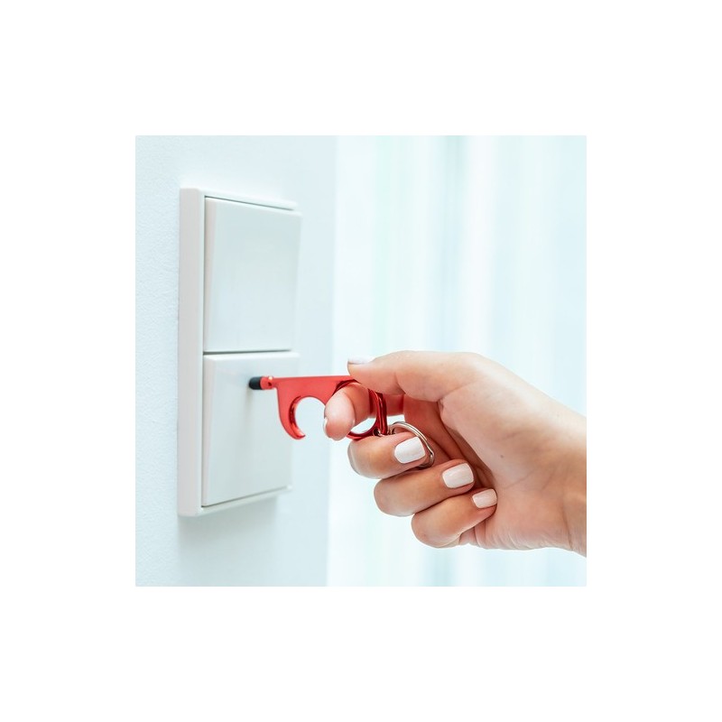 Porte-Clés Anticontact Personnalisé Éco-responsable - Cimak Couleurs : rouge marquage laser ultra précis