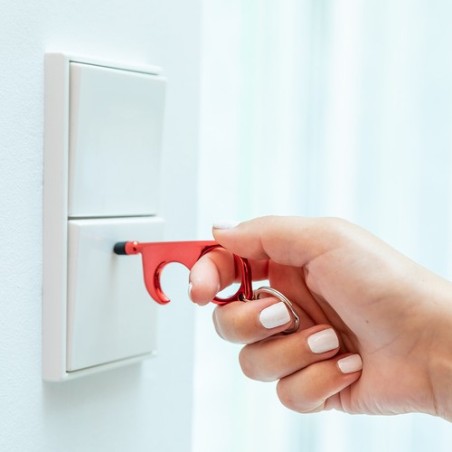 Porte-Clés Anticontact Personnalisé Éco-responsable - Cimak Couleurs : rouge marquage laser ultra précis