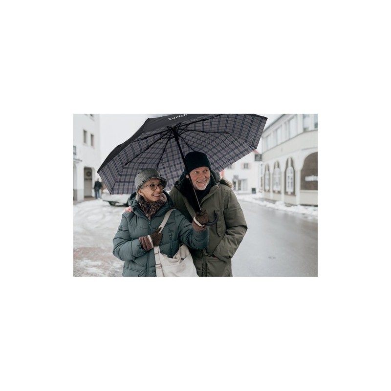 Parapluie pliable personnalisé de 23 pouces chic CANOVA Matières : PET Couleurs : noir objet promotionnel éco-responsable