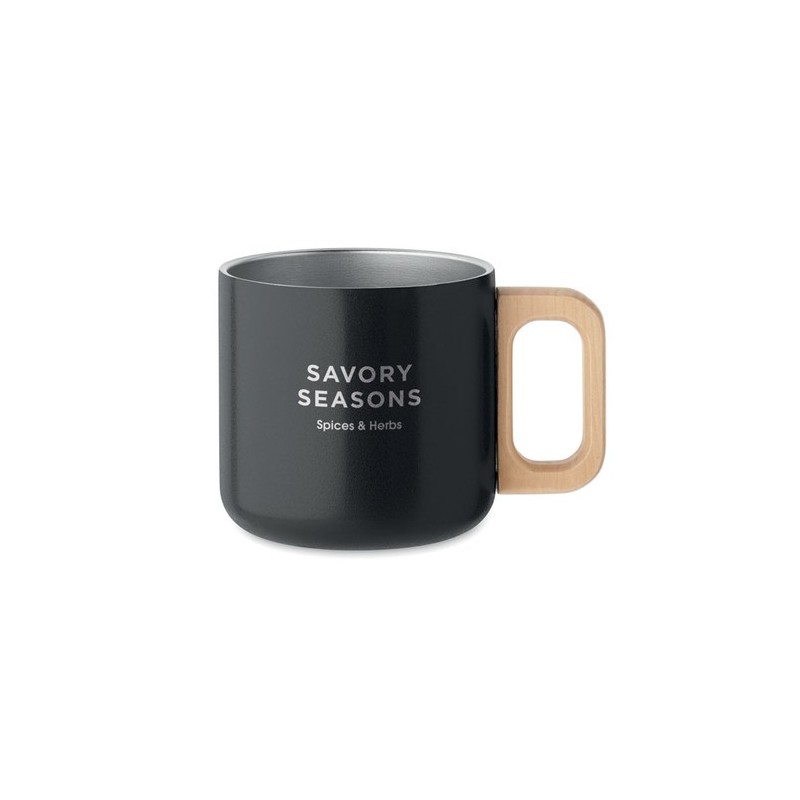 Mug Éco-responsable Double Paroi 350 ml en Acier Inoxydable Personnalisé ACERO Couleurs : noir Matières : acier inoxydable recyc