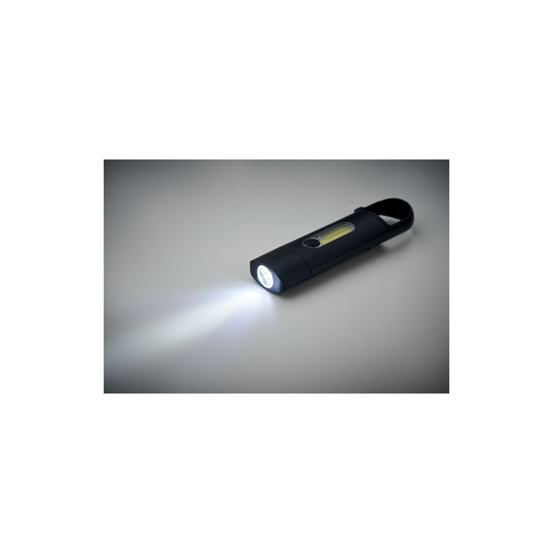 Lampe de Poche Pratique Personnalisée COB BLUZ Matières : ABS Couleurs : noir impression haute définition