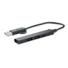 Hub USB Éco-responsable 4 ports 19 cm Pratique Personnalisé CURRENT Matières : aluminium recyclé  Couleurs : noir