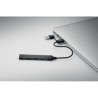 Hub USB Éco-responsable 4 ports 19 cm Pratique Personnalisé CURRENT Matières : aluminium recyclé  Couleurs : noir goodies public