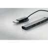 Hub USB Éco-responsable 4 ports 19 cm Pratique Personnalisé CURRENT Matières : aluminium recyclé  Couleurs : noir marquage laser