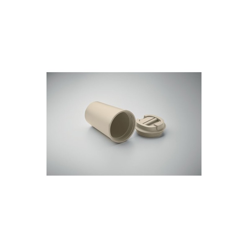 Gobelet Incassable Double Paroi 350 ml Personnalisé BEIBAKU Matières : PET Couleurs : beige marquage couleur éclatante