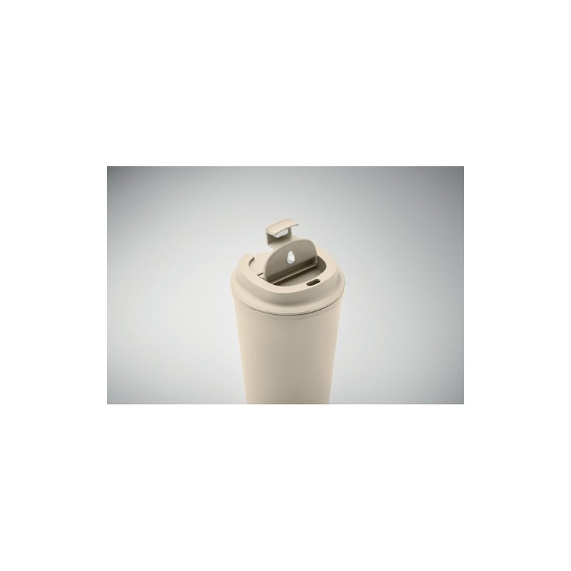 Gobelet Incassable Double Paroi 350 ml Personnalisé BEIBAKU Matières : PET Couleurs : beige objet promo petit budget