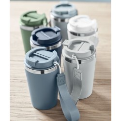 Gobelet double paroi  350 ml personnalisé TOPAZ Matières : acier inoxydable Couleurs : bleu pétrole marquage laser ultra précis