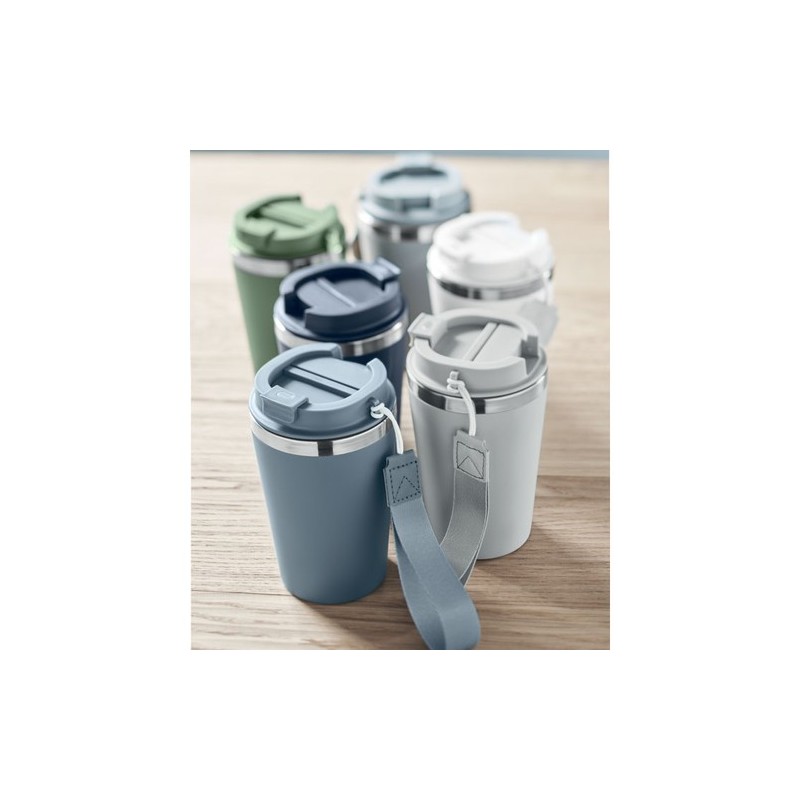 Gobelet double paroi  350 ml personnalisé TOPAZ Matières : acier inoxydable Couleurs : bleu pétrole marquage laser ultra précis