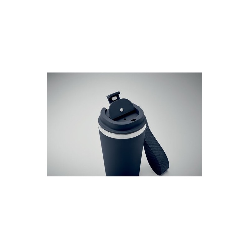 Gobelet double paroi  350 ml personnalisé TOPAZ Matières : acier inoxydable Couleurs : bleu marine personnalisable avec votre lo