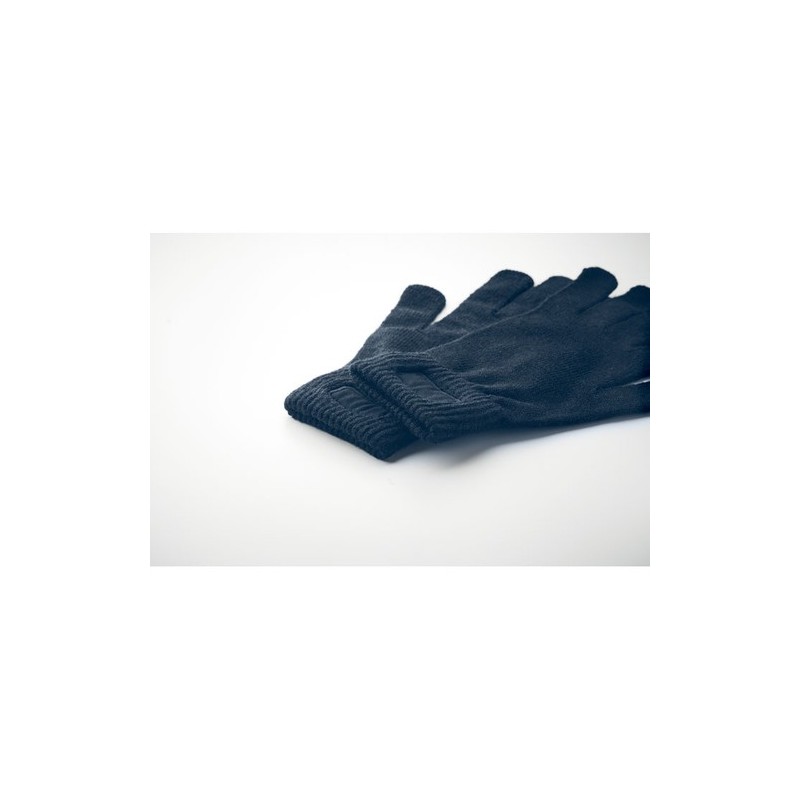 Gants tricotés s en RPET personnalisés - HANDNIT Matières : PET recyclé Couleurs : bleu marine cadeau collaborateur premium
