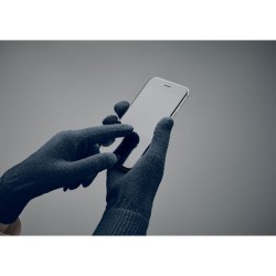 Gants tricotés s en RPET personnalisés - HANDNIT Matières : PET recyclé Couleurs : bleu marine accessoire événementiel unique