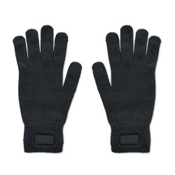 Gants tricotés s en RPET personnalisés - HANDNIT Matières : PET recyclé Couleurs : noir personnalisable avec votre logo