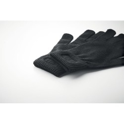 Gants tricotés s en RPET personnalisés - HANDNIT Matières : PET recyclé Couleurs : noir objet promotionnel éco-responsable