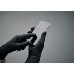 Gants tricotés s en RPET personnalisés - HANDNIT Matières : PET recyclé Couleurs : noir personnalisation rapide en France