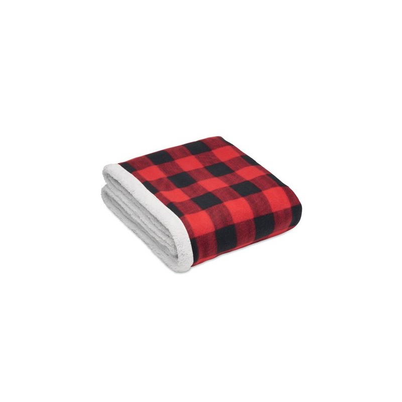 Couverture polaire  personnalisée en sherpa RPET - Shermatt Matières : PET Couleurs : rouge personnalisable avec votre logo