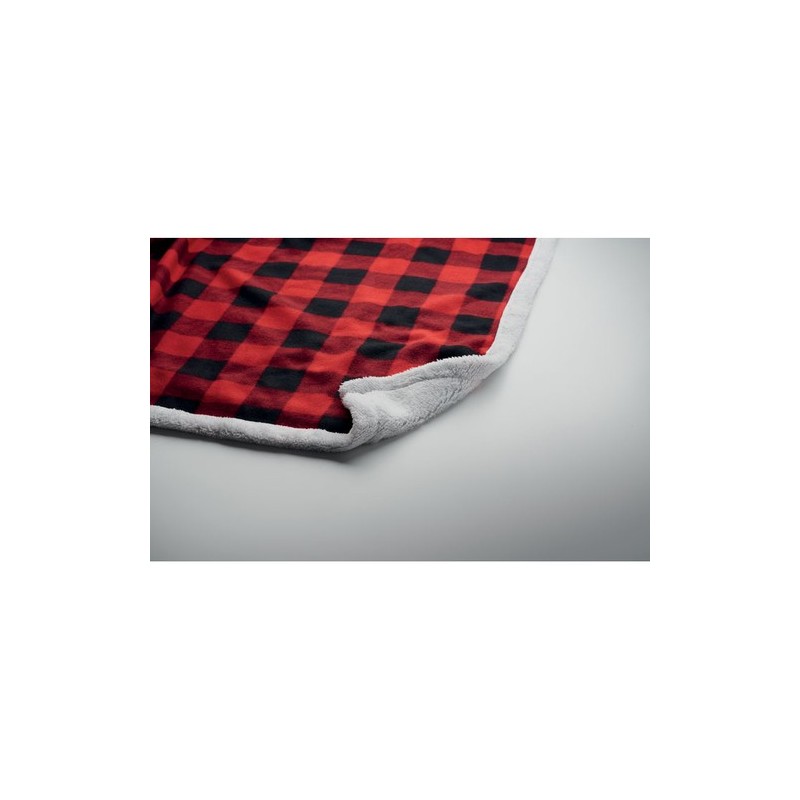 Couverture polaire  personnalisée en sherpa RPET - Shermatt Matières : PET Couleurs : rouge marquage laser ultra précis