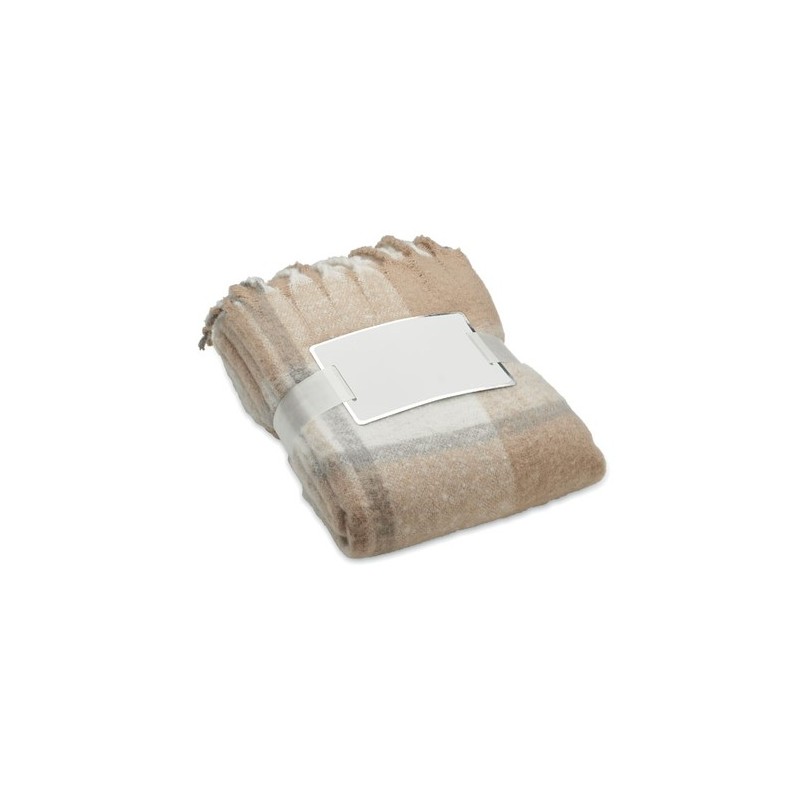 Couverture  en mohair à carreaux - QUET Matières : PET recyclé Couleurs : beige livraison express 24h 48h