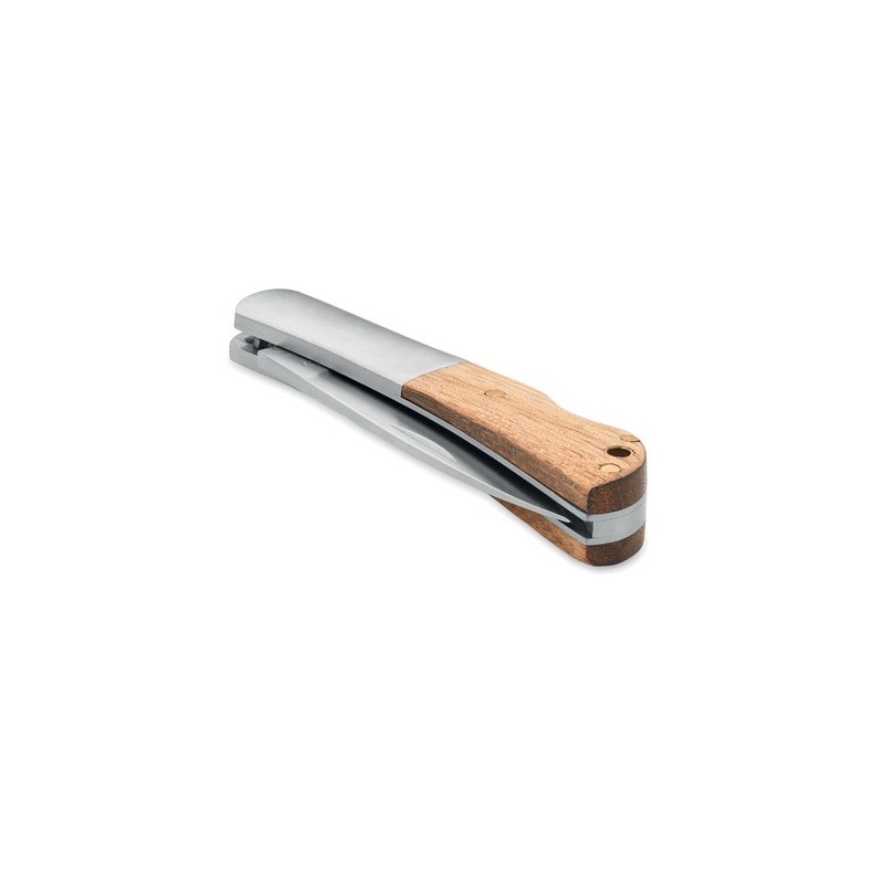 Couteau pliable unique en acacia - SKARP Matières : acier inoxydable Couleurs : bois cadeau entreprise pas cher