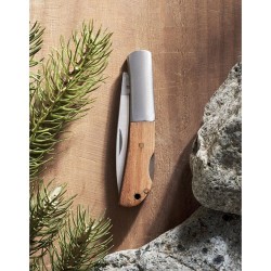 Couteau pliable unique en acacia - SKARP Matières : acier inoxydable Couleurs : bois marquage laser ultra précis