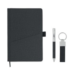 Coffret cadeau personnalisé élégant 3 pièces - SCRIBI 4 Matières : papier Couleurs : noir impression haute définition