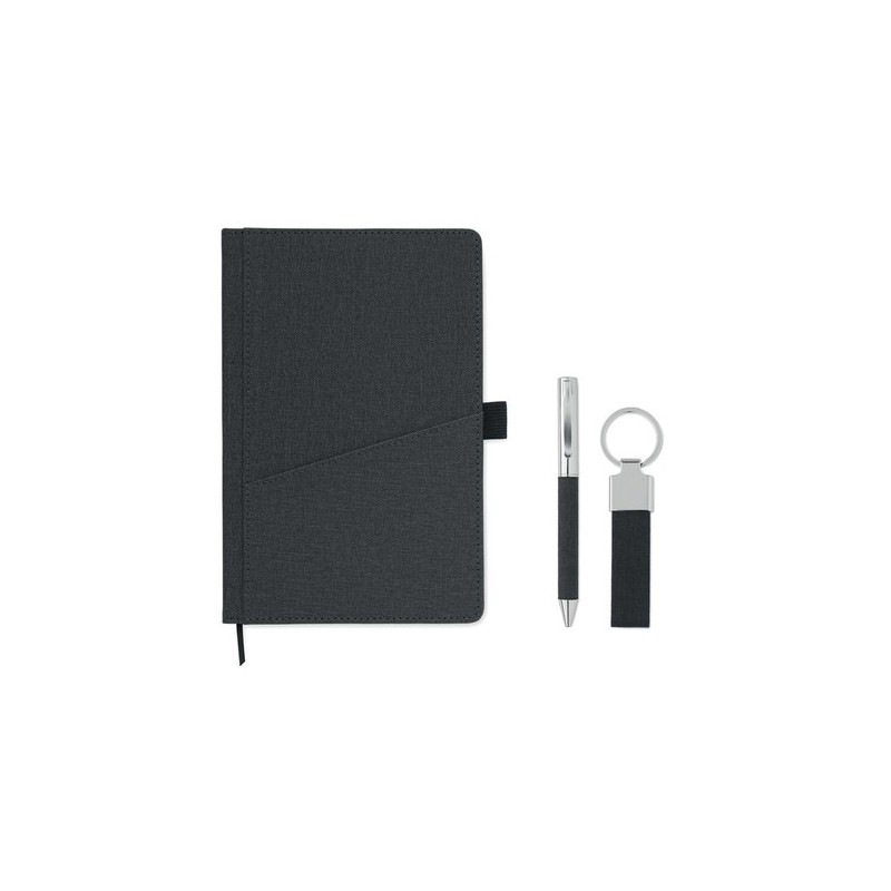 Coffret cadeau personnalisé élégant 3 pièces - SCRIBI 4 Matières : papier Couleurs : noir impression haute définition