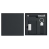 Coffret cadeau personnalisé 3 pièces - Stylo, Porte-Clés & Porte-Cartes - SCRIBI 3 Matières : acier inoxydable Couleurs : noir p