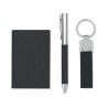 Coffret cadeau personnalisé 3 pièces - Stylo, Porte-Clés & Porte-Cartes - SCRIBI 3 Matières : acier inoxydable Couleurs : noir c