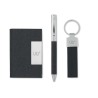 Coffret cadeau personnalisé 3 pièces - Stylo, Porte-Clés & Porte-Cartes - SCRIBI 3 Matières : acier inoxydable Couleurs : noir i
