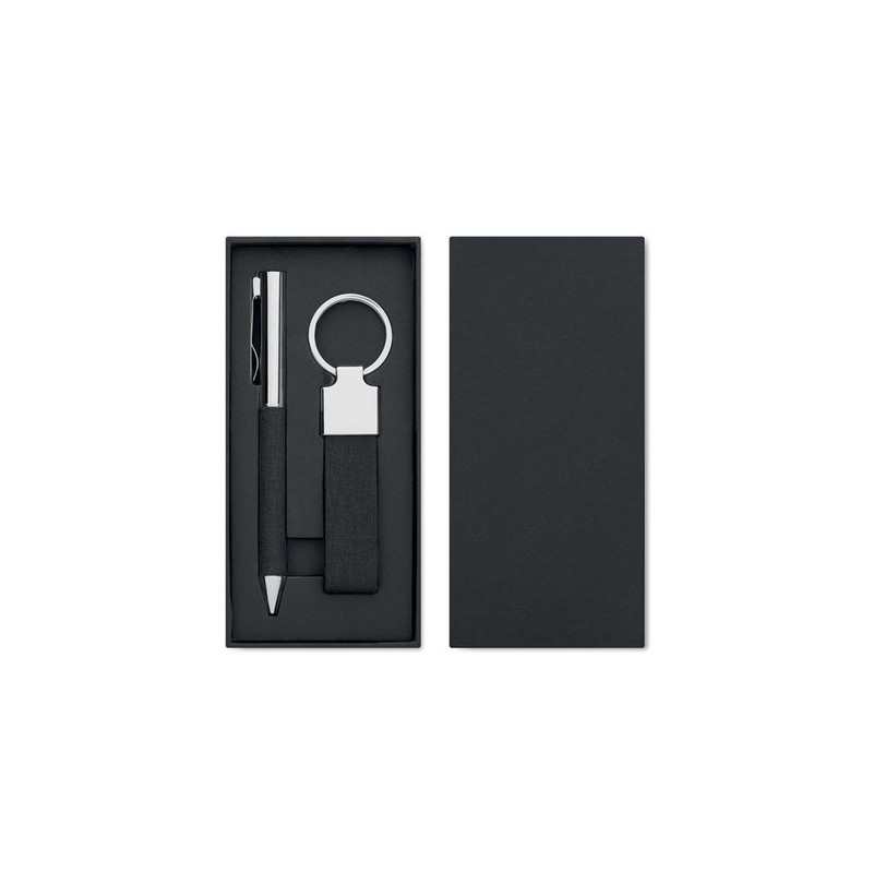 Coffret cadeau personnalisé 2 pièces - SCRIBI 2 Matières : acier inoxydable Couleurs : noir personnalisable avec votre logo