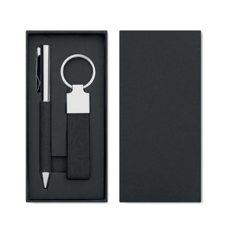 Coffret cadeau personnalisé 2 pièces - SCRIBI 2 Matières : acier inoxydable Couleurs : noir personnalisable avec votre logo