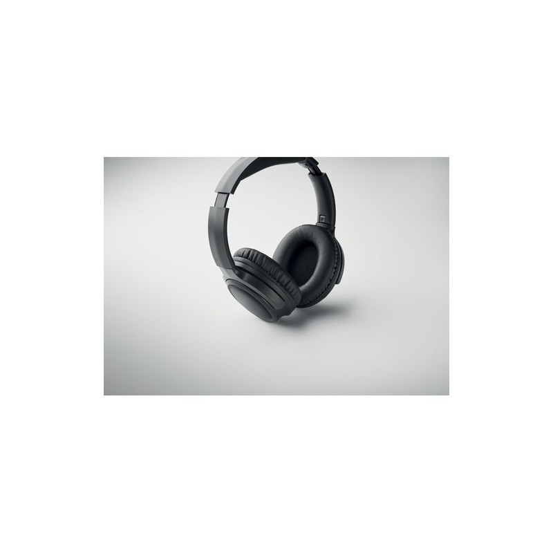 Casque audio pliable ANC de qualité personnalisé - SILENT Matières : ABS Couleurs : noir impression haute définition