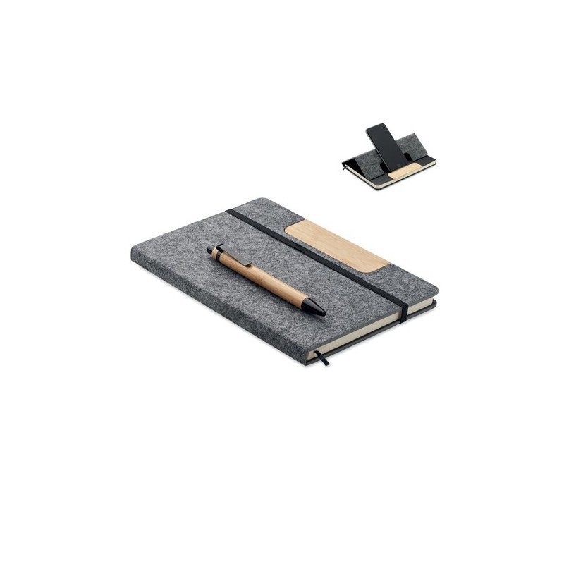 Carnet A5  personnalisé avec stylo - NOTEMIX RPET Matières : papier Couleurs : pierre