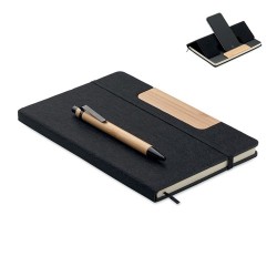 Carnet A5  personnalisé avec stylo - NOTEMIX RPET Matières : papier Couleurs : noir personnalisable avec votre logo