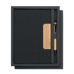Carnet A5  personnalisé avec stylo - NOTEMIX RPET Matières : papier Couleurs : noir goodies publicitaire événementiel