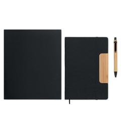 Carnet A5  personnalisé avec stylo - NOTEMIX RPET Matières : papier Couleurs : noir marquage laser ultra précis