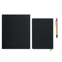 Carnet A5  personnalisé avec stylo - NOTEMIX RPET Matières : papier Couleurs : noir marquage couleur éclatante