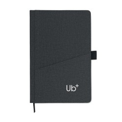 Carnet A5  en PU avec pochette - CINCO MO2285 Matières : papier recyclé Couleurs : noir impression logo haute qualité