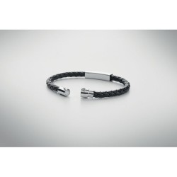 Bracelet tressé personnalisable en simili cuir FAULETI Matières : acier inoxydable Couleurs : noir 2