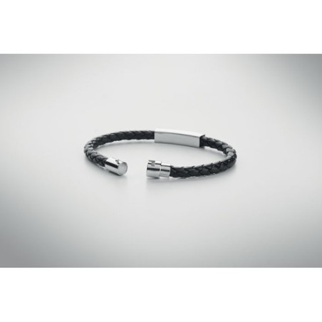 Bracelet tressé personnalisable en simili cuir FAULETI Matières : acier inoxydable Couleurs : noir personnalisable avec votre lo