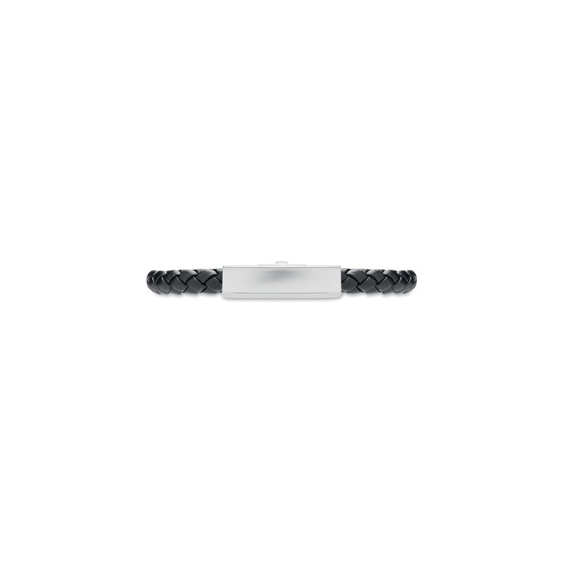 Bracelet tressé personnalisable en simili cuir FAULETI Matières : acier inoxydable Couleurs : noir cadeau entreprise pas cher