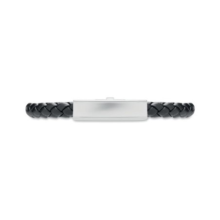 Bracelet tressé personnalisable en simili cuir FAULETI Matières : acier inoxydable Couleurs : noir cadeau entreprise pas cher