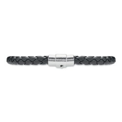 Bracelet tressé personnalisable en simili cuir FAULETI Matières : acier inoxydable Couleurs : noir goodies publicitaire événemen