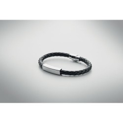 Bracelet tressé personnalisable en simili cuir FAULETI Matières : acier inoxydable Couleurs : noir marquage laser ultra précis