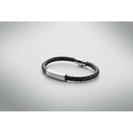 Bracelet tressé personnalisable en simili cuir FAULETI Matières : acier inoxydable Couleurs : noir marquage laser ultra précis