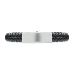 Bracelet personnalisé tressé en simili cuir pas cher - FAULET Matières : acier inoxydable Couleurs : noir 2